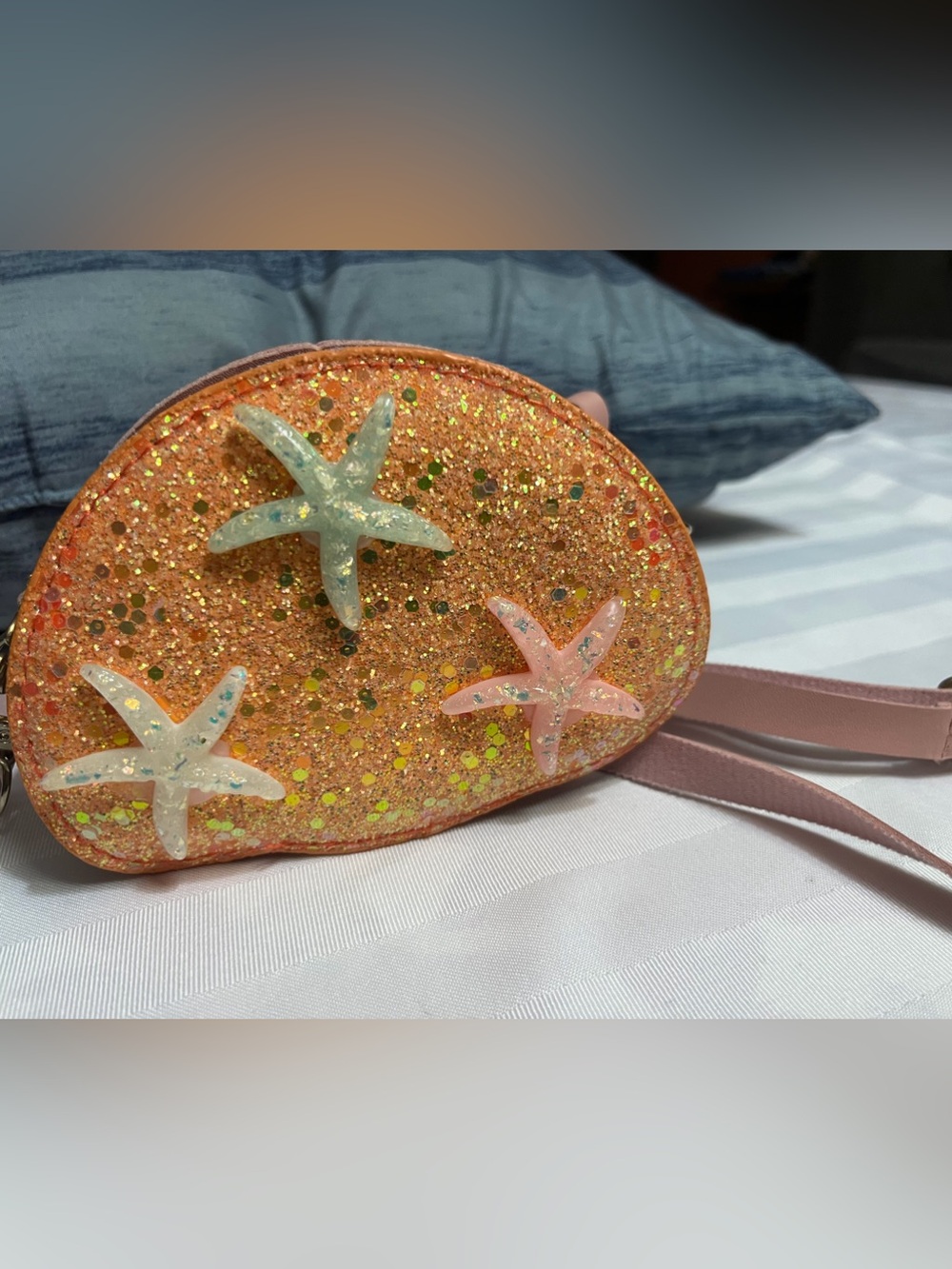Mini Crossbody Purse Girls Cute Star Fish Shoulder Bag Shiny Starfish Clutch Han
